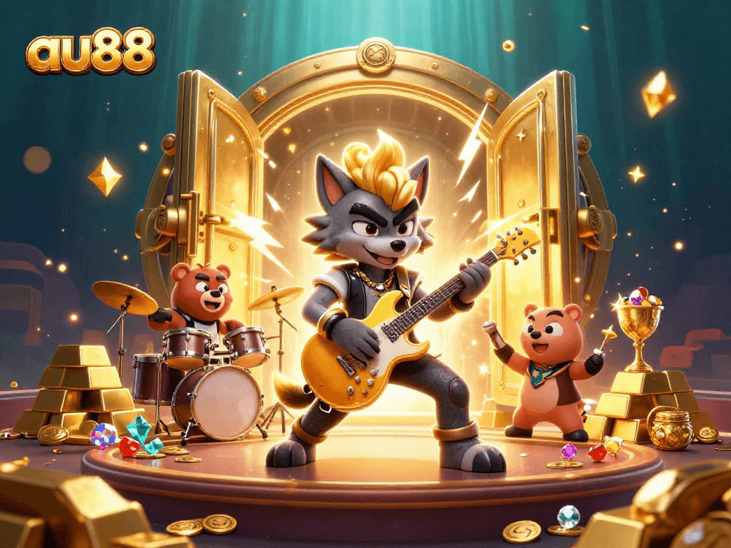 Experience thrilling action at au88 with vibrant casino characters and dazzling treasure!