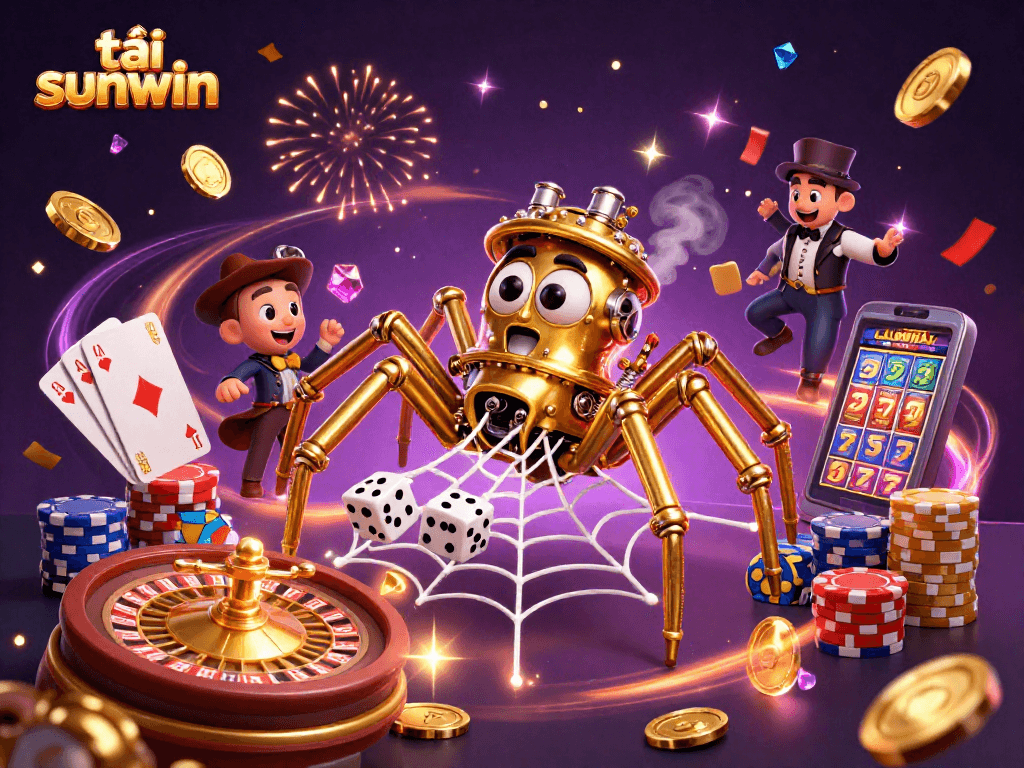 Catch the excitement and thrill while tải sunwin, featuring steampunk spider and lavish casino elements.
