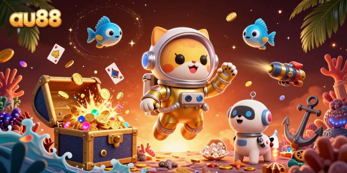 Experience thrilling gaming at au88 with vibrant casino illustrations featuring adventurous characters.