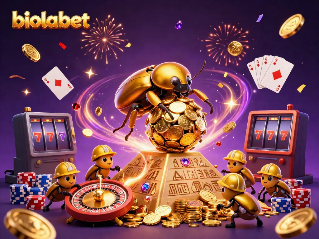 Experience winning moments with biolabet's golden casino adventure featuring vibrant 3D elements.