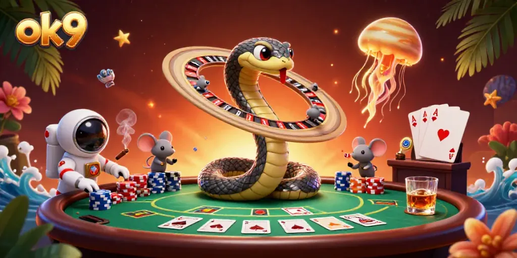 Experience cosmic gambling excitement with ok9 in a vibrant 3D casino universe.