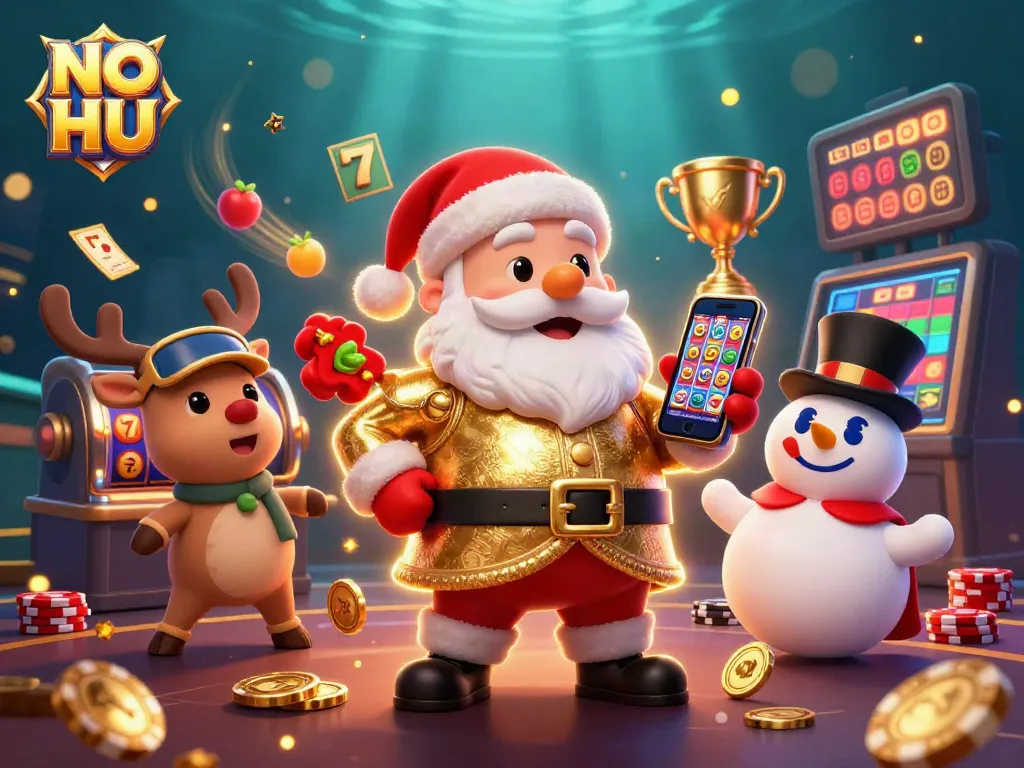 Experience the excitement of NO HU with jackpot slots in a vibrant 3D casino illustration.