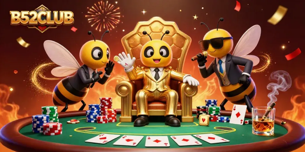 Engage in the thrilling world of B52CLUB with a vibrant casino scene showcasing a bumblebee mob boss.