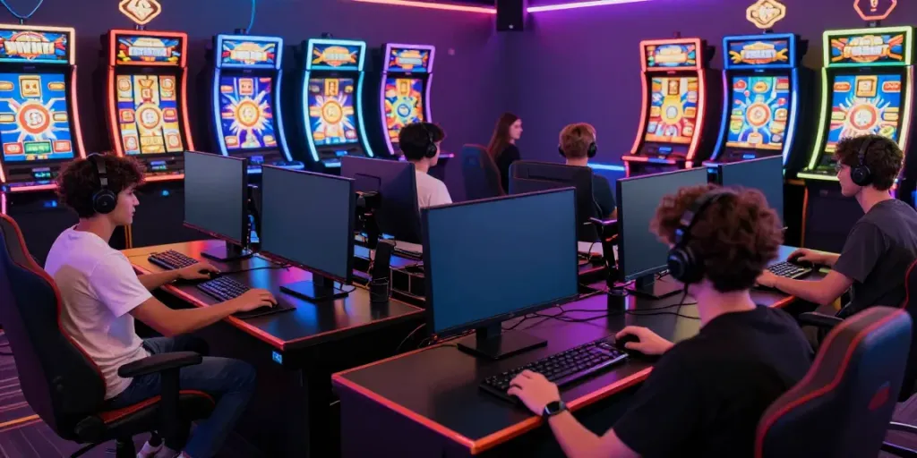Players enjoying the slot gacor hari ini game, showcasing vibrant visuals and engaging environment.