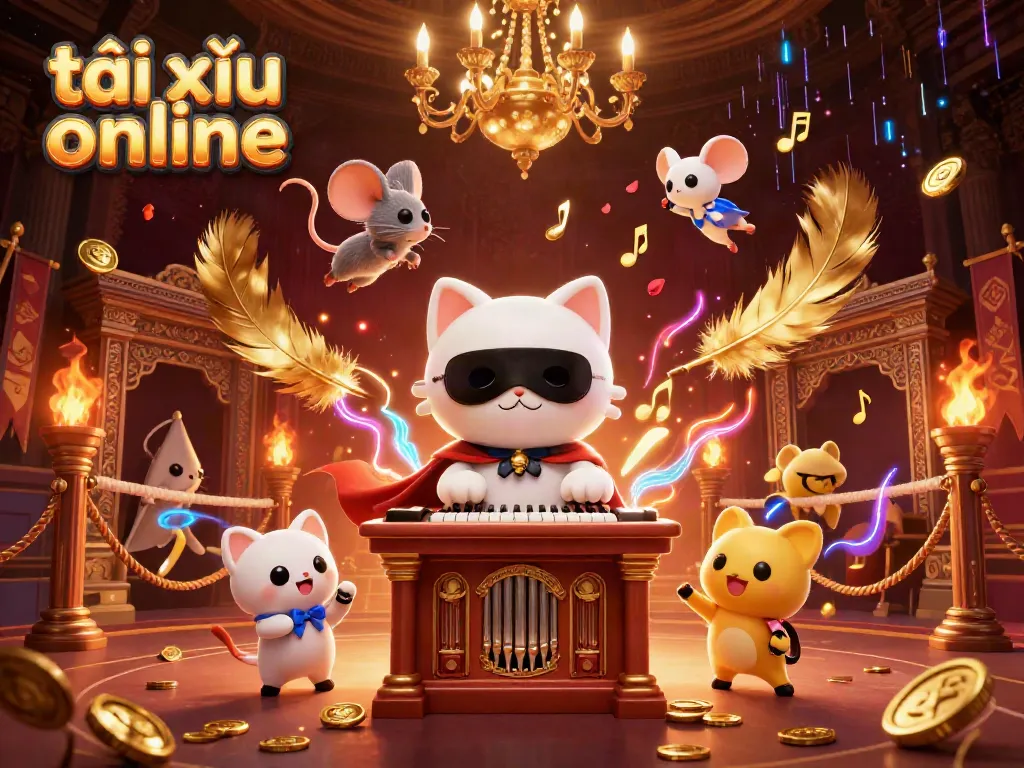 Experience the excitement of tài xỉu online with a vibrant 3D illustration showcasing unique casino characters.