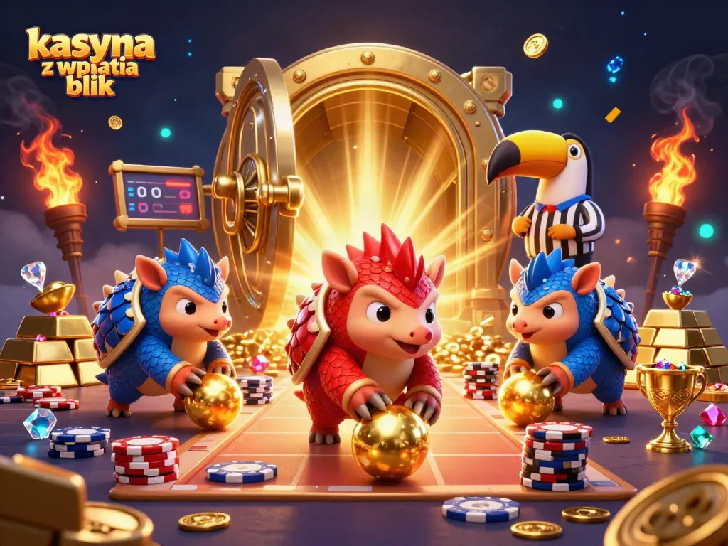Experience excitement at kasyna z wplata blik with animated pangolins and vibrant casino treasures.