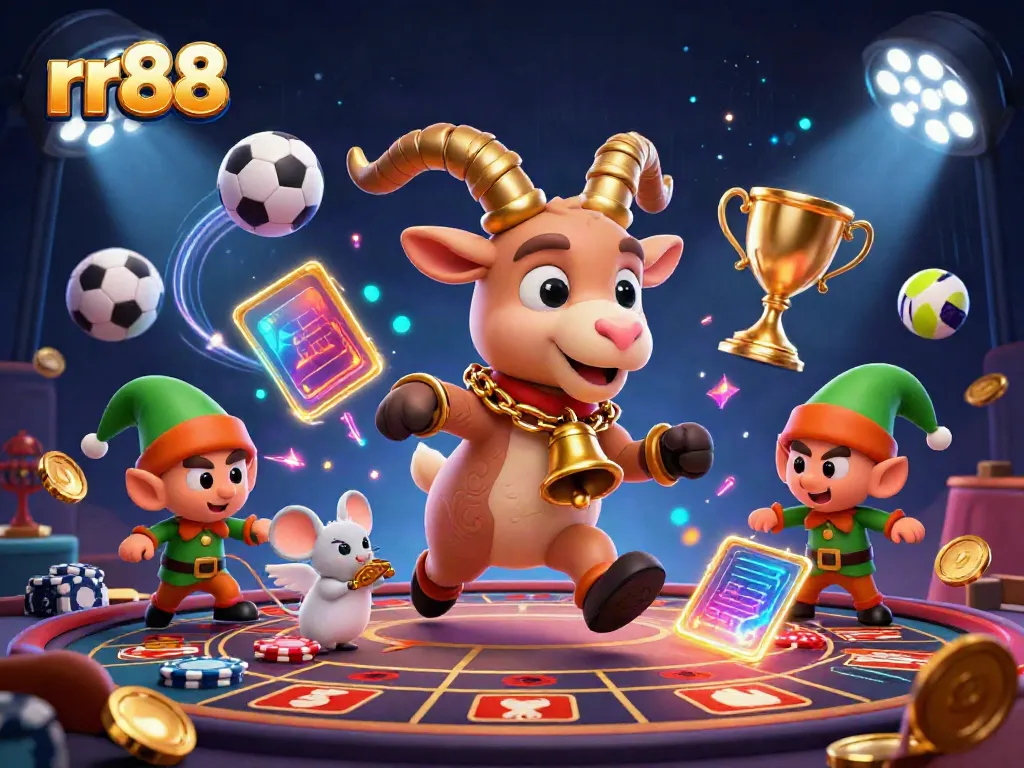 Experience the excitement of RR88 as Krampus, an angel mouse, and naughty elves interact in a festive horror casino.