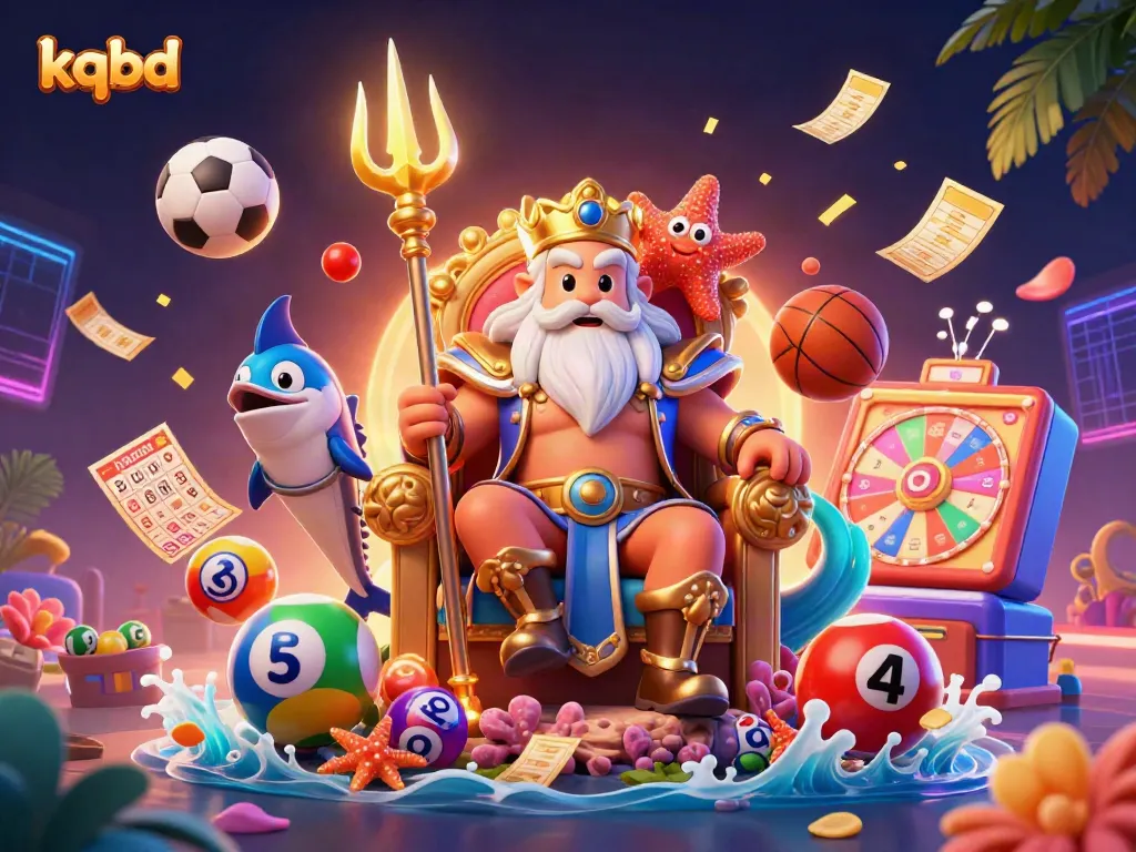 Catch the excitement of kqbd results with animated sports balls and thrilling lottery elements in this vibrant scene.