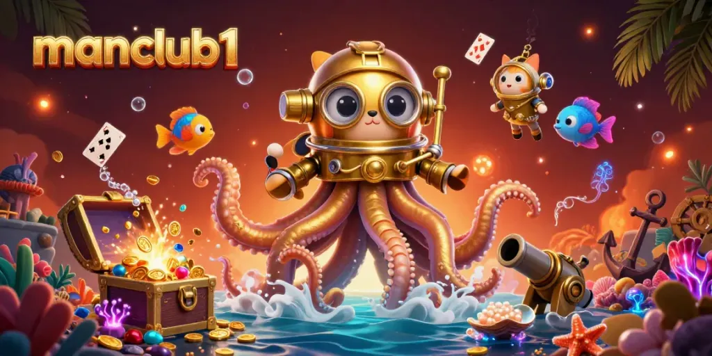 Experience exciting gameplay adventure with manclub1 as a colossal kraken and a diving cat explore a treasure-filled ocean.