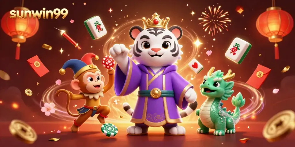 Experience the vibrant gaming atmosphere of sunwin99 with playful characters and rich casino visuals.