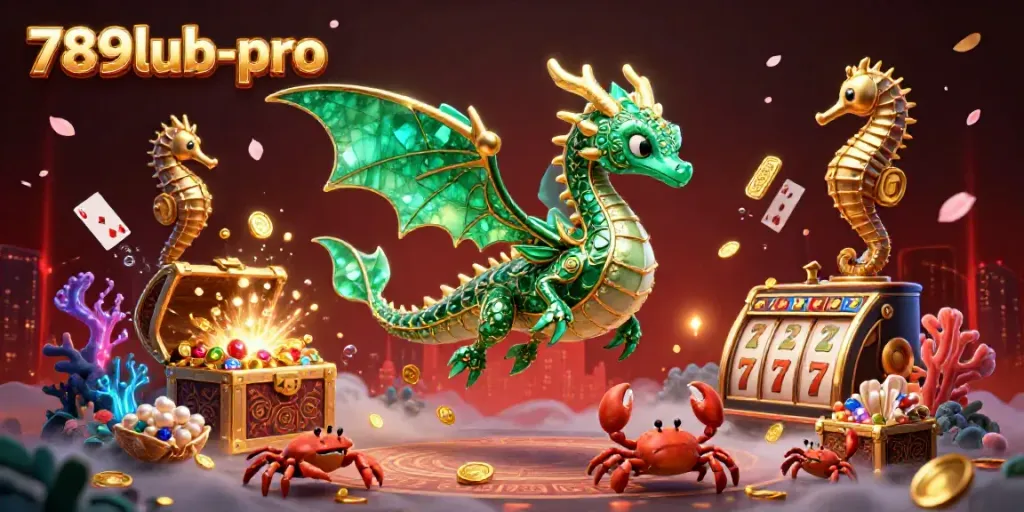 Experience the thrill of winning with 789lub-pro in this vibrant casino illustration featuring sea-themed elements.
