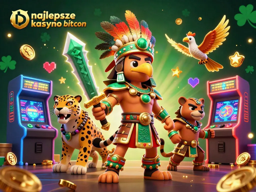 Experience the thrill with the najlepsze kasyno bitcoin in an exciting 3D digital illustration featuring unique game elements.