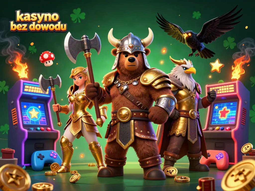 Experience the excitement at kasyno bez dowodu with 3D animated characters and vibrant casino game elements.