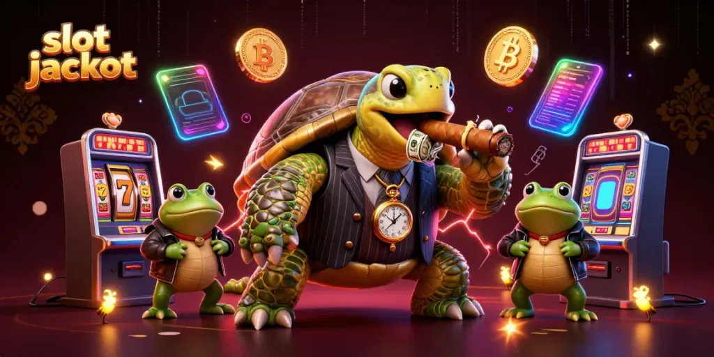 Experience the excitement of a slot jackpot with a dynamic scene featuring colorful characters and casino elements.