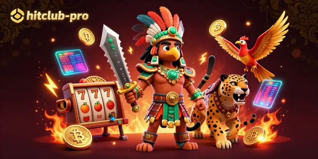 Engage with exciting casino adventures at hitclub-pro featuring Aztec warriors and vibrant slot elements.