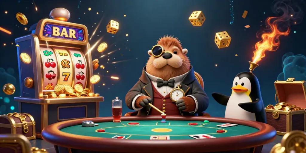 Experience thrilling underwater poker at sunwin-pro with a walrus, penguin dealer, and a bluffing pufferfish.