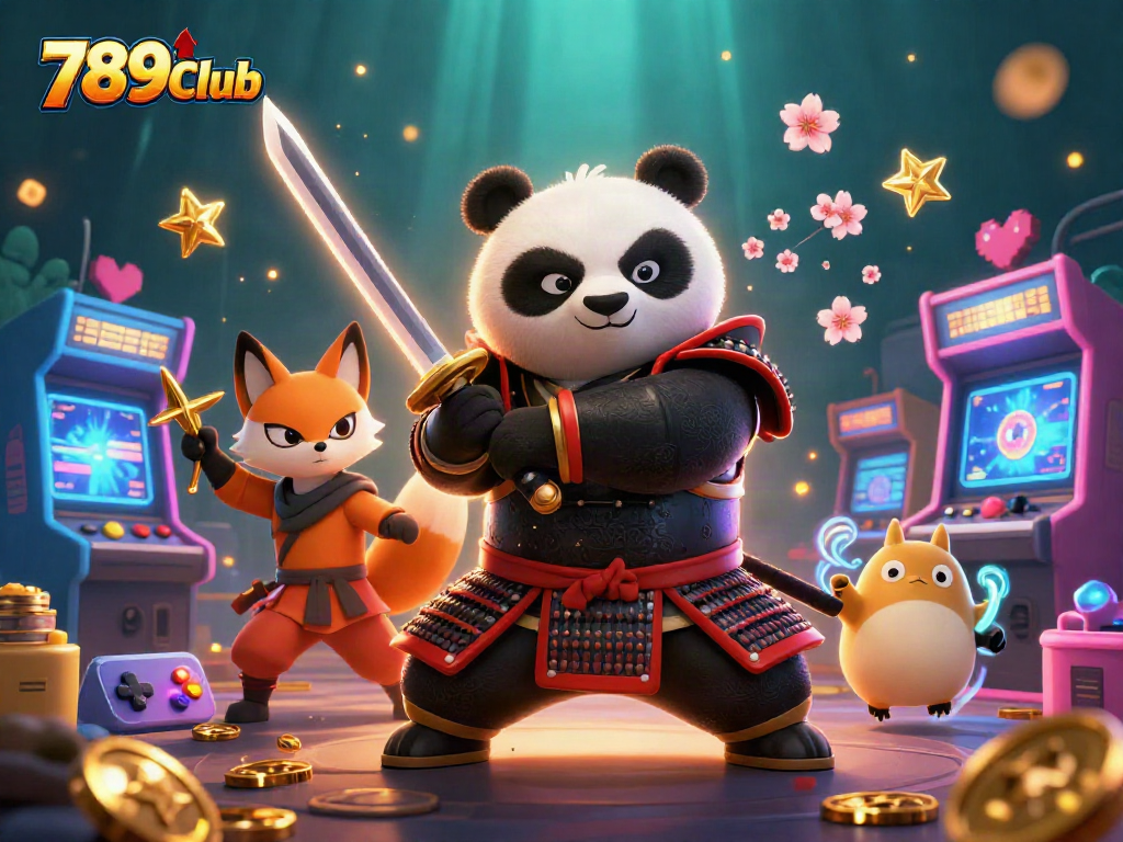 Engage with 789Club through a vibrant casino-themed illustration featuring action-packed characters and game visuals.