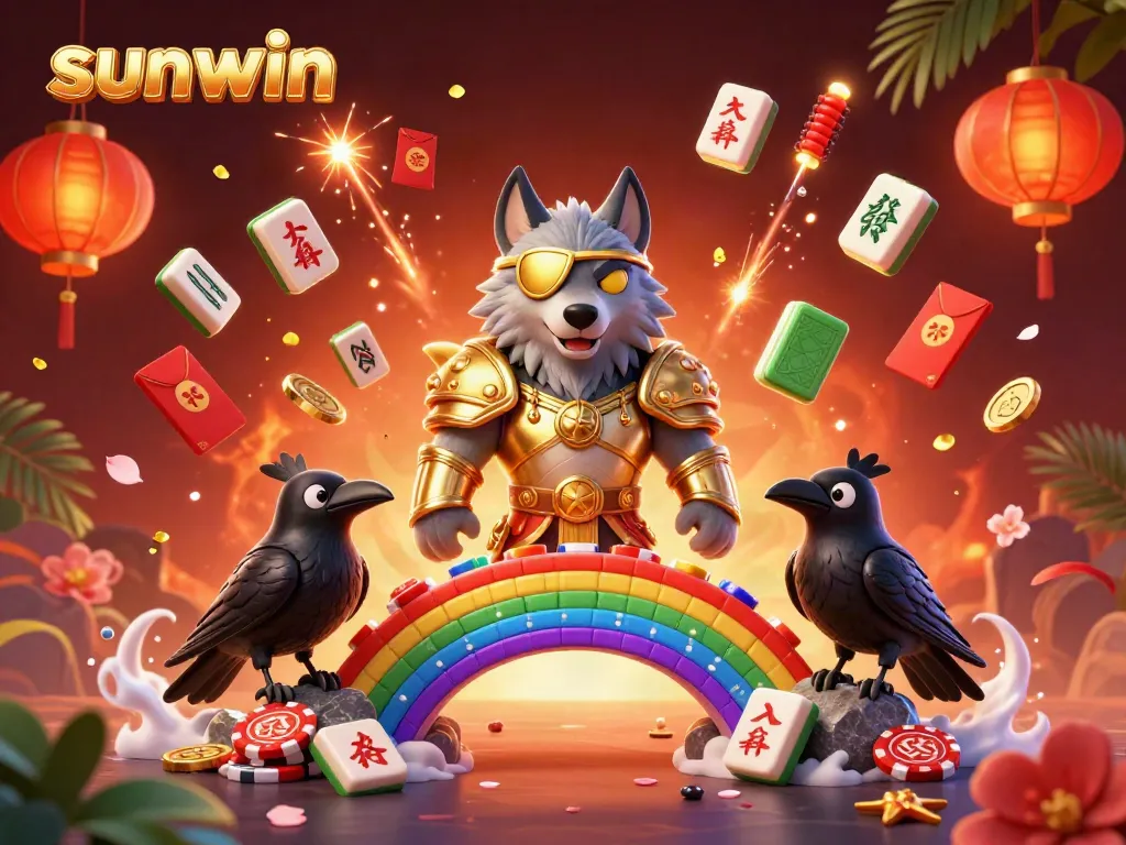 Play on the vibrant sunwin casino scene featuring Odin and his ravens amidst a dynamic lottery atmosphere.