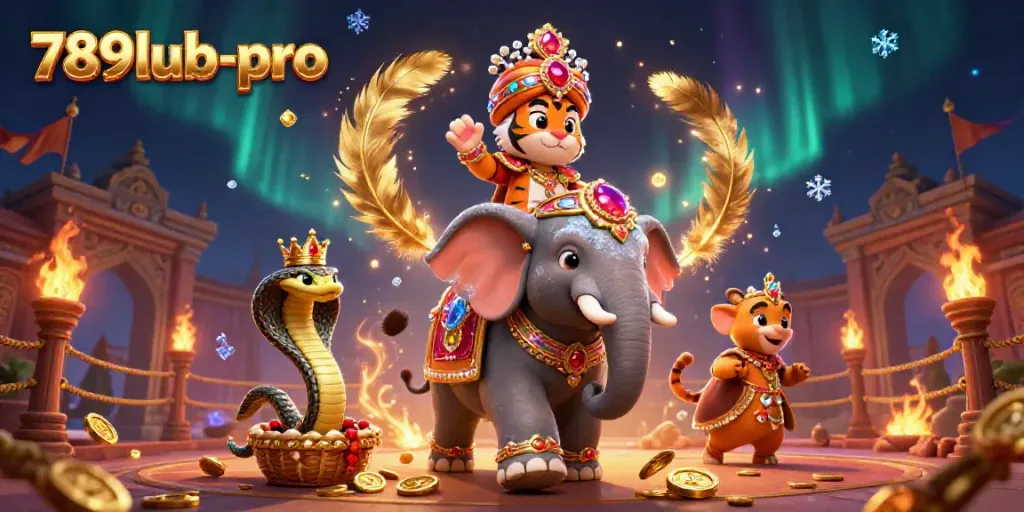 Experience the vibrant world of 789lub-pro with this ultra-detailed casino scene full of golden coins and festive elements.