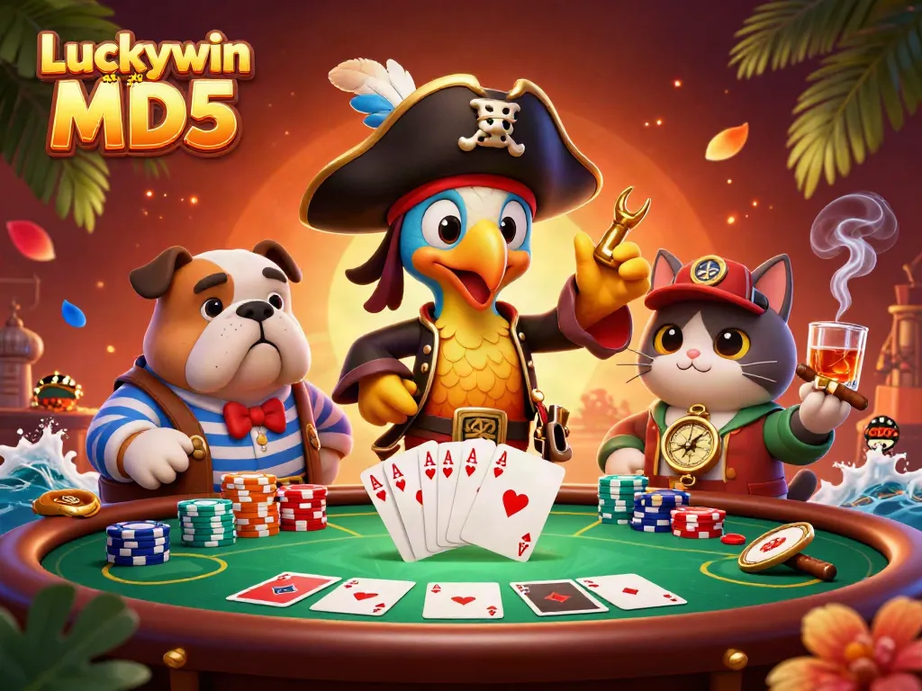Experience excitement with Luckywin tài xỉu MD5 as pirates gather at a dynamic poker game.
