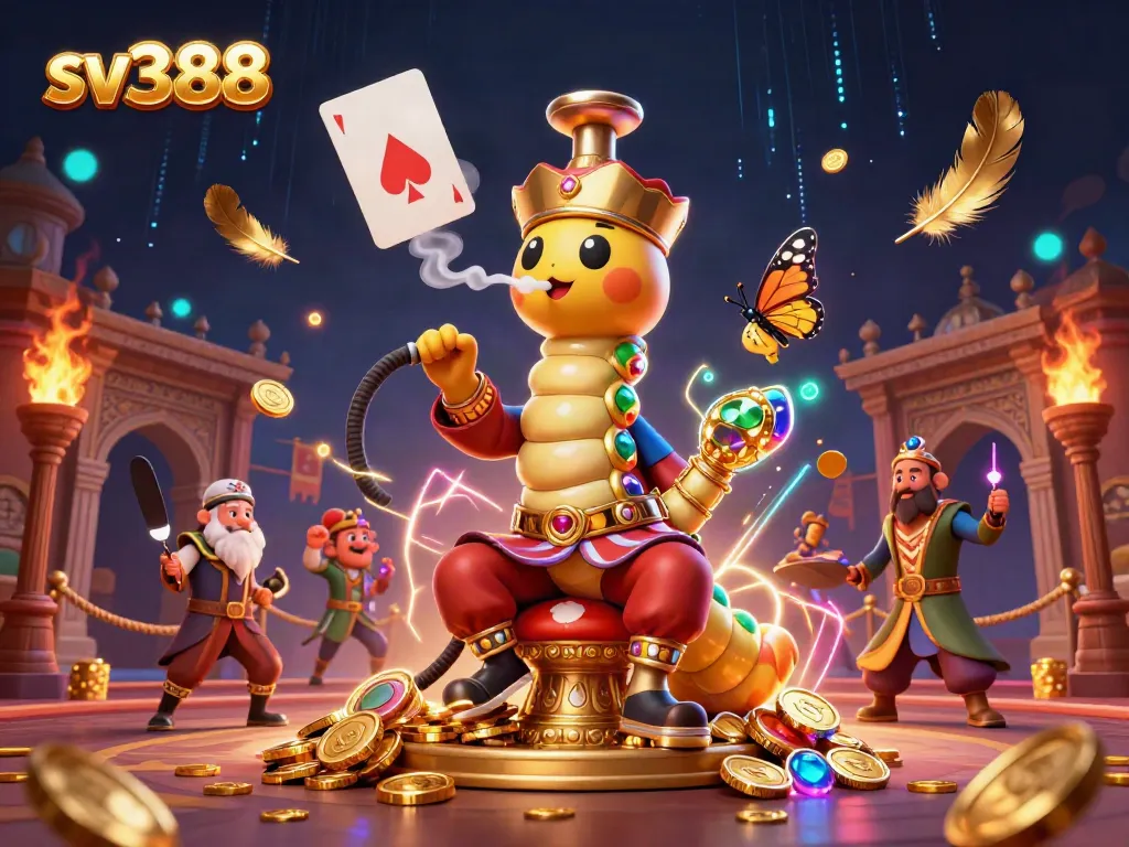 Engage in thrilling cockfighting action at sv388 with dynamic casino-themed characters and elements.