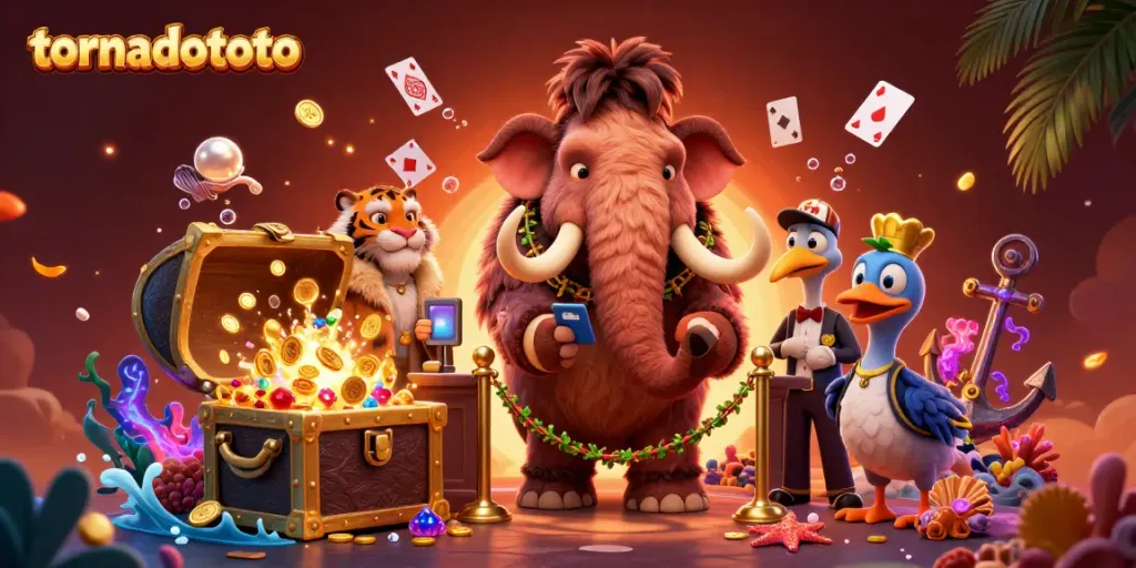 Experience thrilling gameplay with tornadototo featuring a unique mammoth bouncer welcoming gamers to the adventure.
