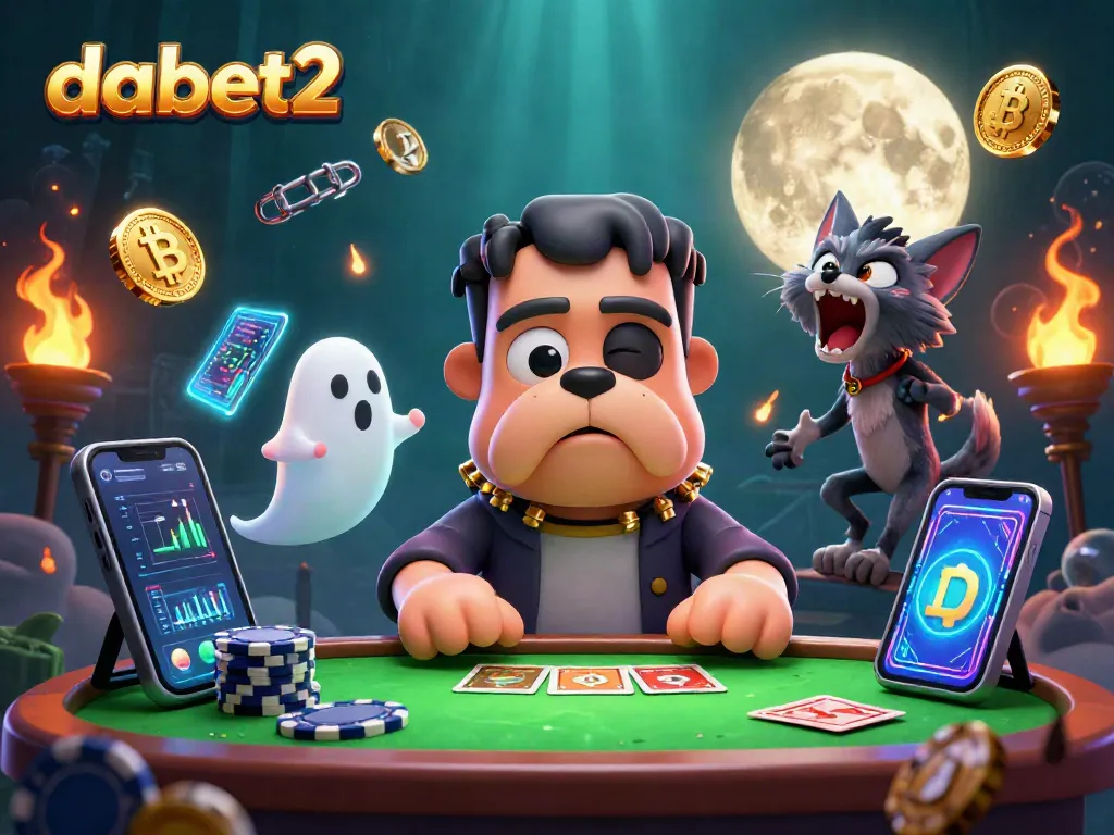 Engage with dabet2's vibrant 3D casino experience featuring a spooky character-themed table setting.