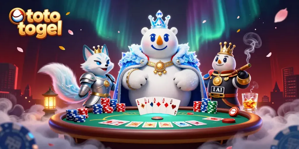 Menghadirkan toto togel dalam permainan poker dengan raja es dan rubah bersinar.