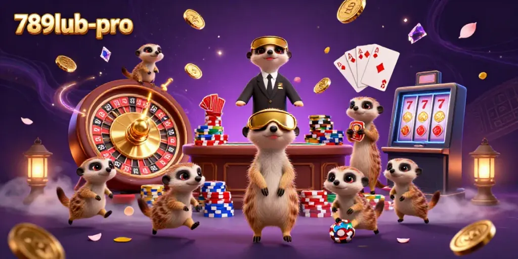 Experience the vibrant casino world of 789lub-pro with lively meerkats organized for action.