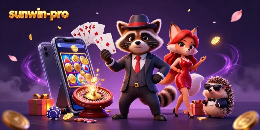 Experience thrilling gameplay with sunwin-pro as animated characters dive into a vibrant casino scene.