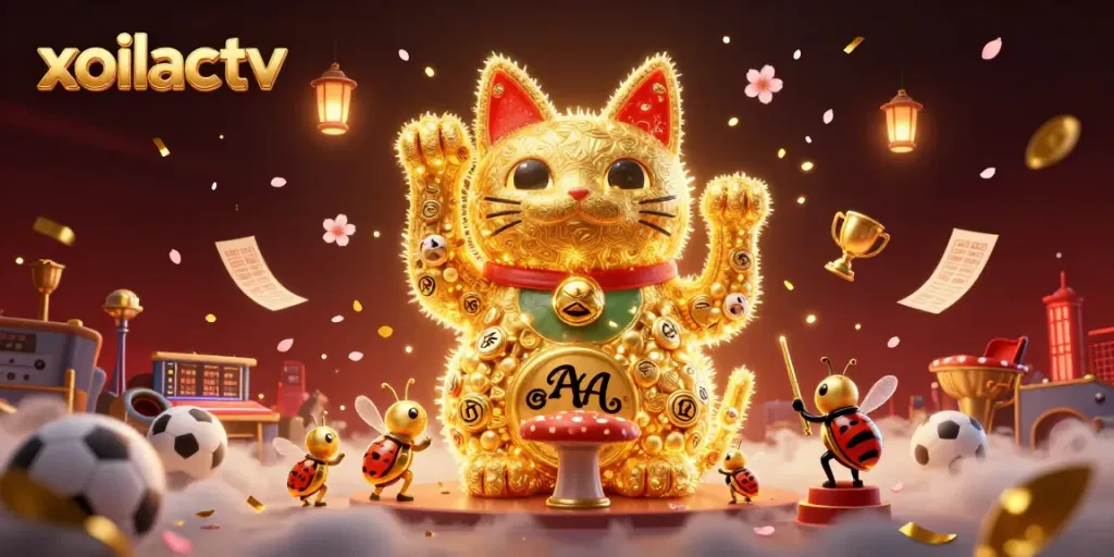 Xoilactv offers exhilarating sports betting with the excitement of a dynamic lucky cat at the center.