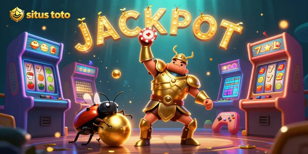 Experience excitement with situs toto as a hercules beetle champions big wins in this vibrant digital casino scene.