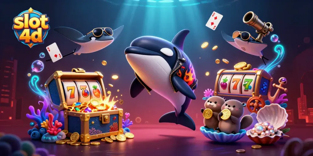 Menangkan jackpot dengan slot 4d! Ikan paus orca, stingray, dan keluarga berang-berang bersenang-senang di lautan