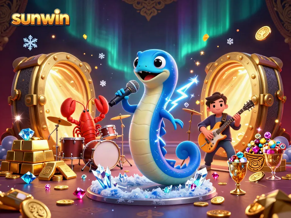 Experience the thrill of sunwin with an electric eel DJ and a lively underwater casino stage.