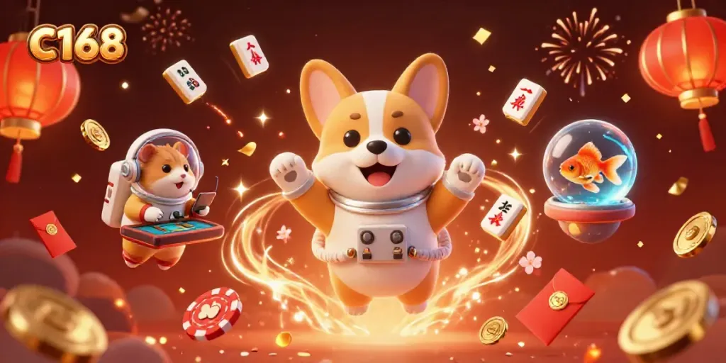 Experience C168's exciting casino adventure with playful characters and dynamic elements.