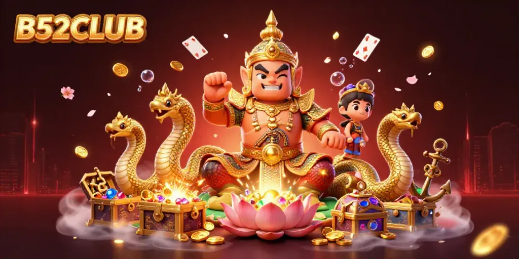 Join the excitement at B52CLUB with this vibrant illustration showcasing thrilling gaming elements.