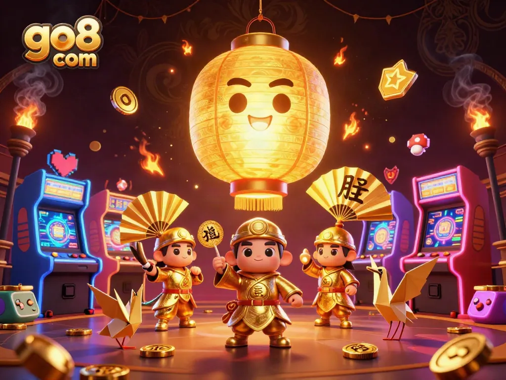 Experience excitement and adventure at go8 com with this vibrant casino scene filled with lucky symbols and game elements.