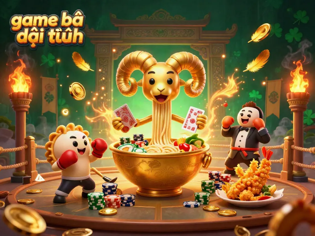 Experience game bài đổi thưởng with a lively scene of animated characters interacting in an engaging casino environment.