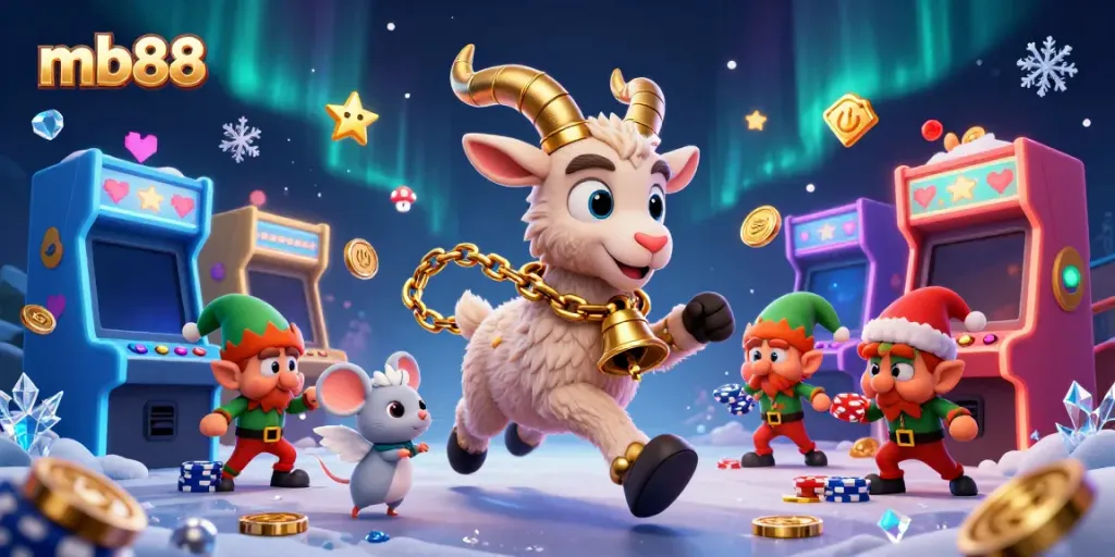 Experience the thrill of mb88 with festive characters enjoying a vibrant casino environment.