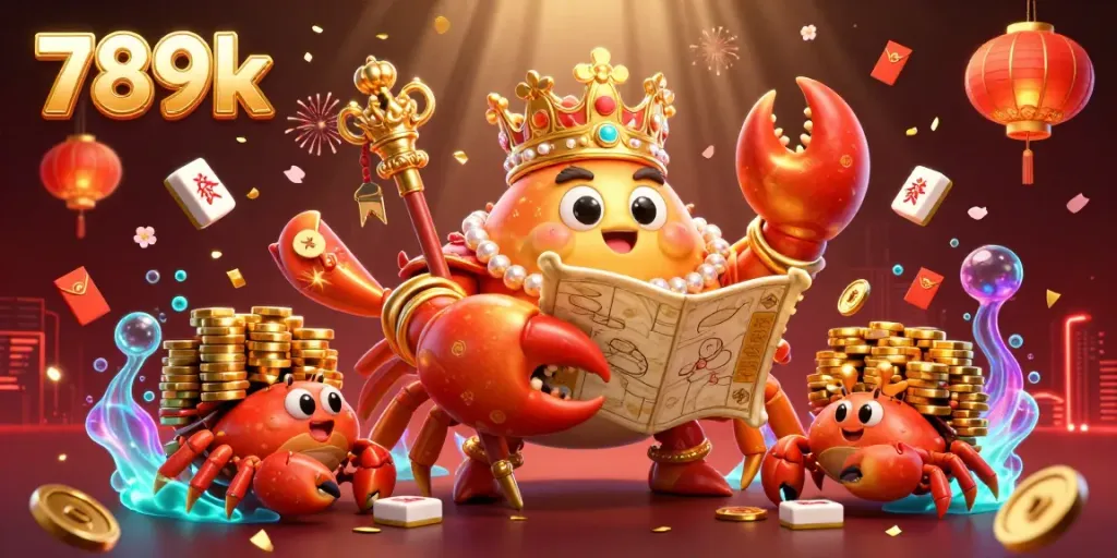 Engage in exhilarating gameplay at 789k with a vibrant scene featuring a golden crab and festive decorations.