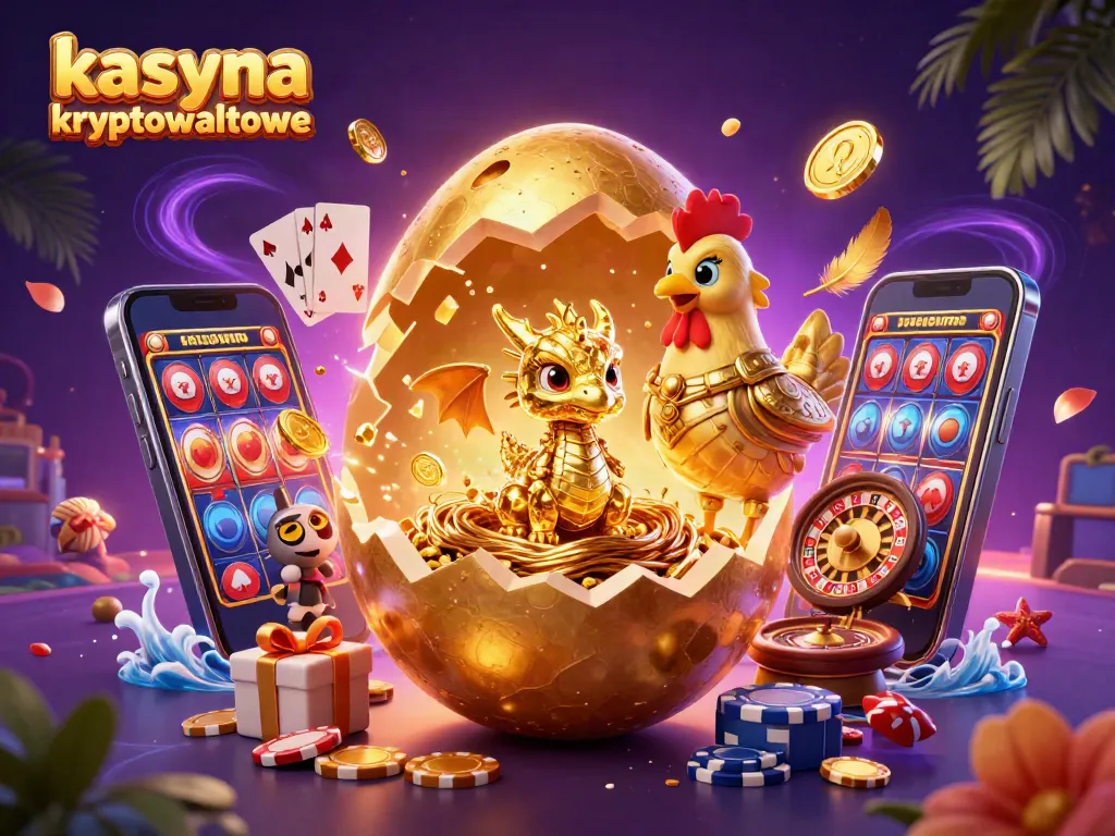 Experience kasyna kryptowalutowe with a golden dragon amid dynamic games and poker chips.